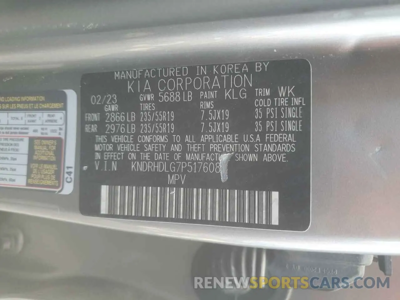 15 Photograph of a damaged car KNDRHDLG7P5176086 KIA SORENTO 2023