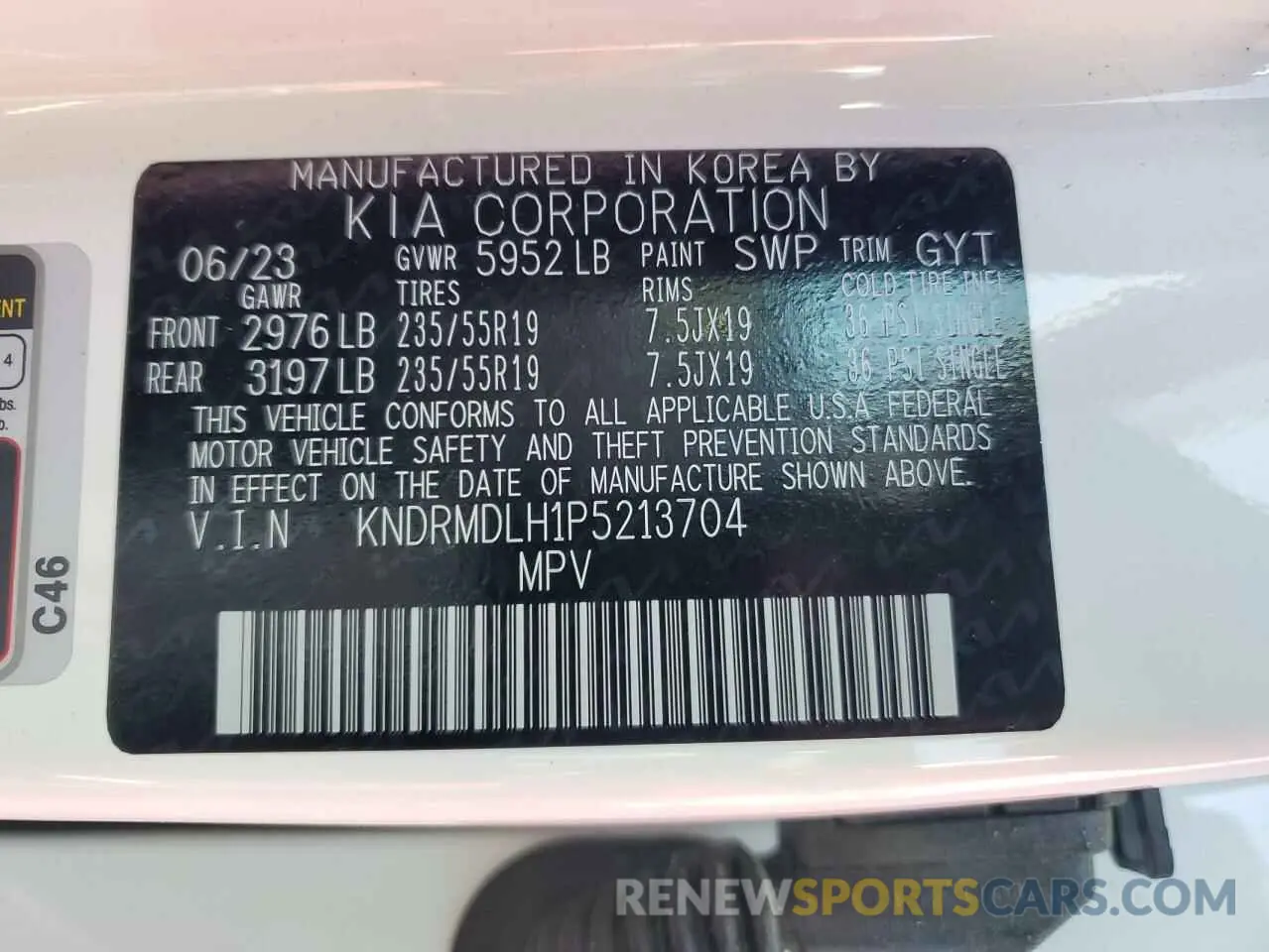 13 Photograph of a damaged car KNDRMDLH1P5213704 KIA SORENTO 2023