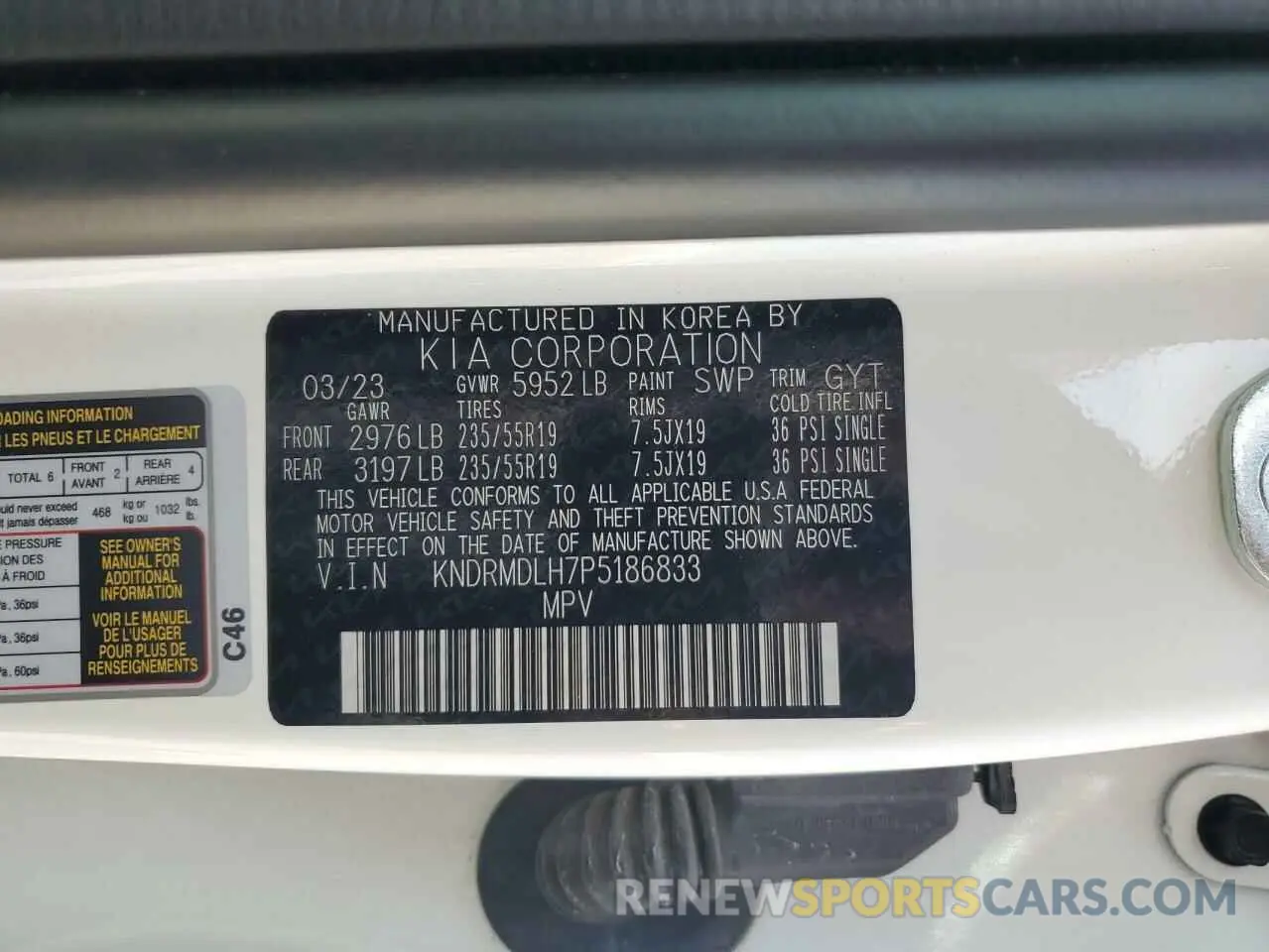 14 Photograph of a damaged car KNDRMDLH7P5186833 KIA SORENTO 2023