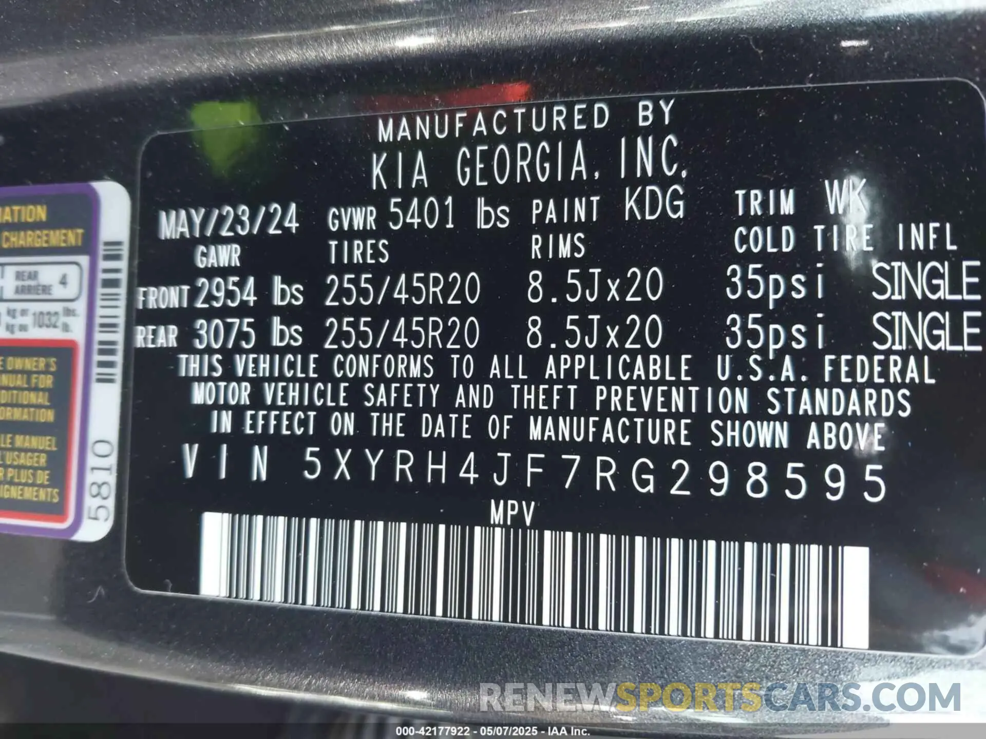 9 Photograph of a damaged car 5XYRH4JF7RG298595 KIA SORENTO 2024