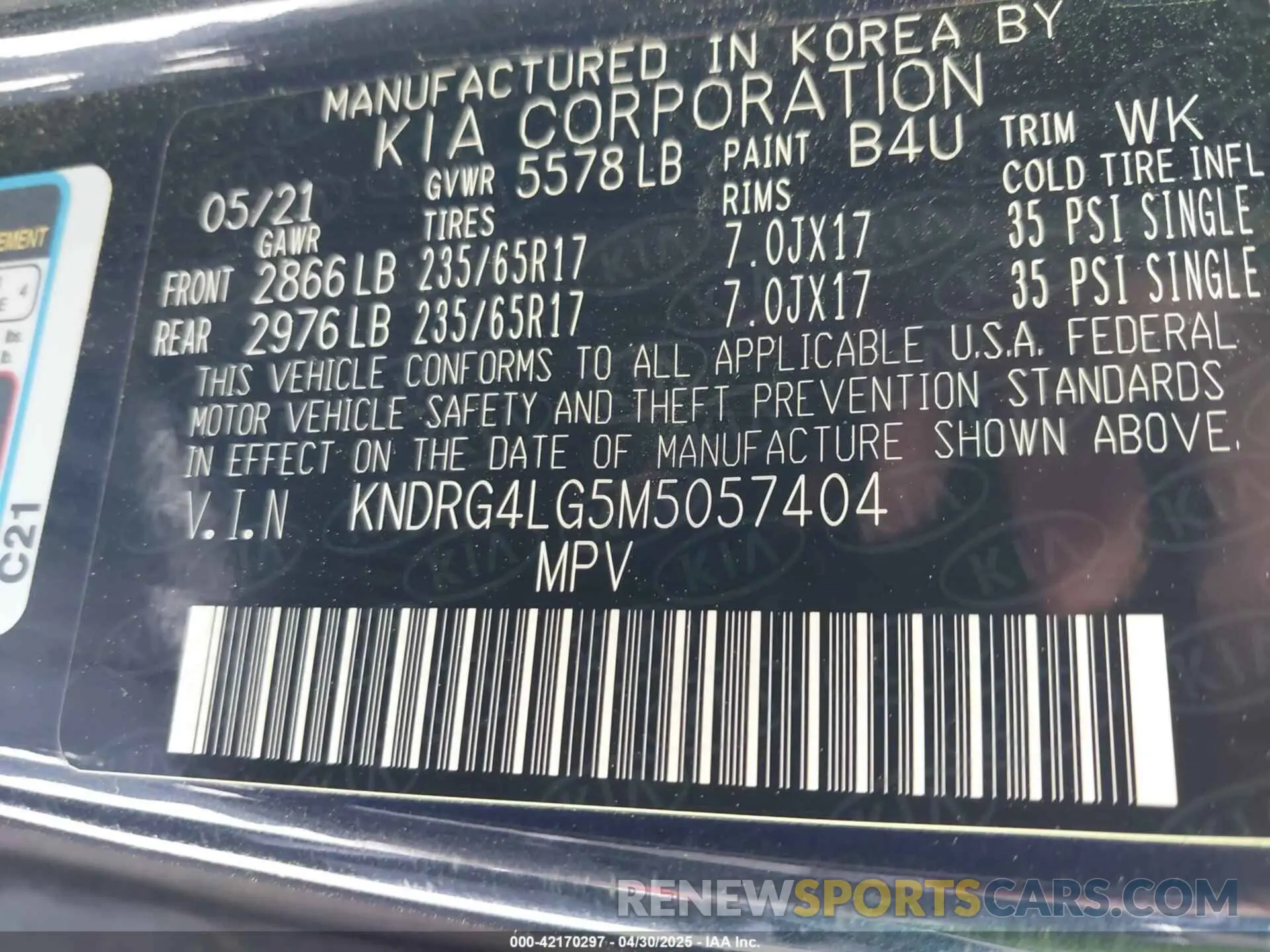 9 Photograph of a damaged car KNDRG4LG5M5057404 KIA SORENTO HYBRID 2021