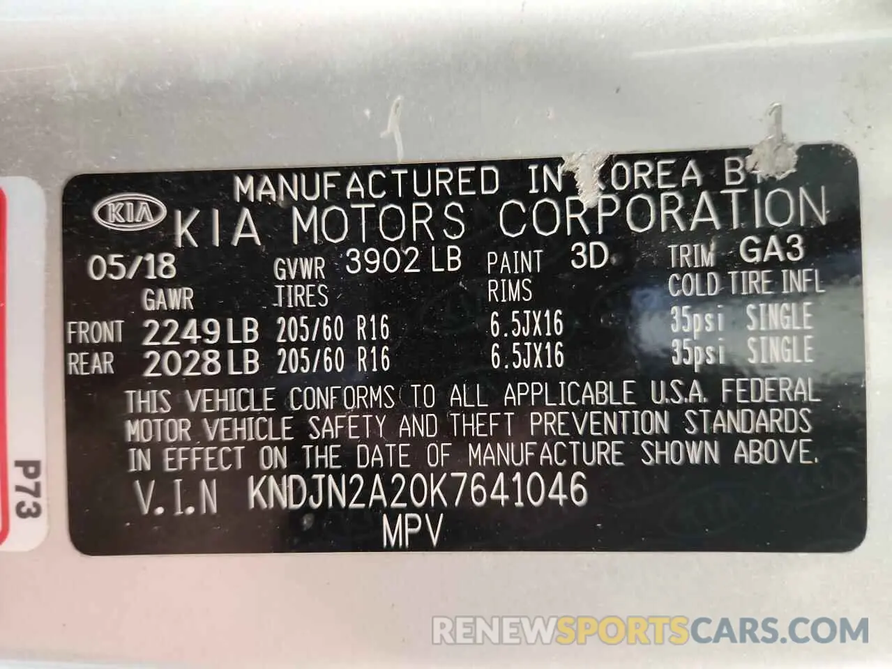 13 Photograph of a damaged car KNDJN2A20K7641046 KIA SOUL 2019