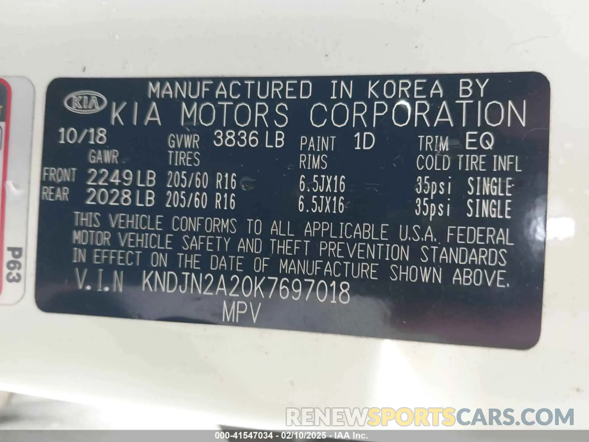 9 Photograph of a damaged car KNDJN2A20K7697018 KIA SOUL 2019