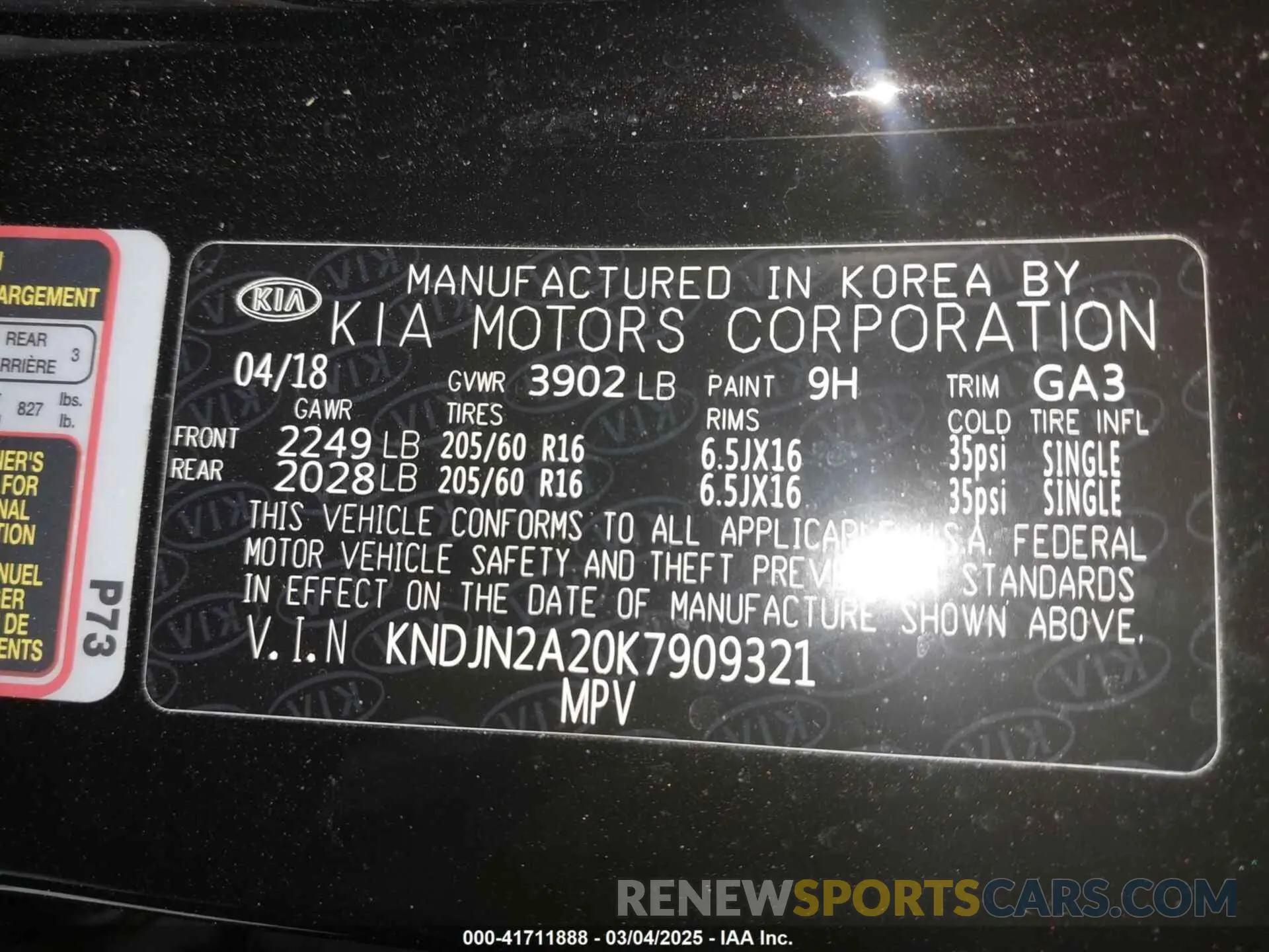 9 Photograph of a damaged car KNDJN2A20K7909321 KIA SOUL 2019
