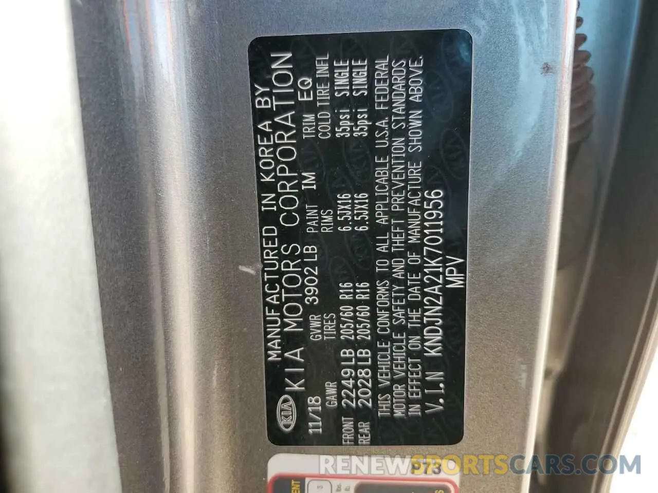 13 Photograph of a damaged car KNDJN2A21K7011956 KIA SOUL 2019