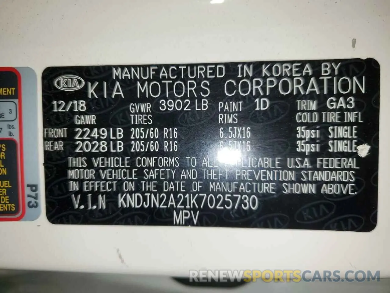 12 Photograph of a damaged car KNDJN2A21K7025730 KIA SOUL 2019