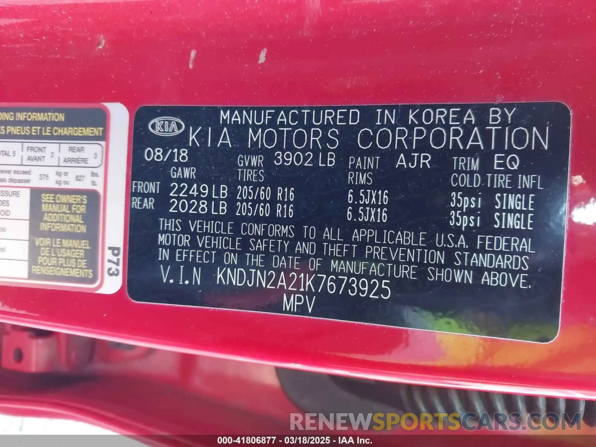 9 Photograph of a damaged car KNDJN2A21K7673925 KIA SOUL 2019
