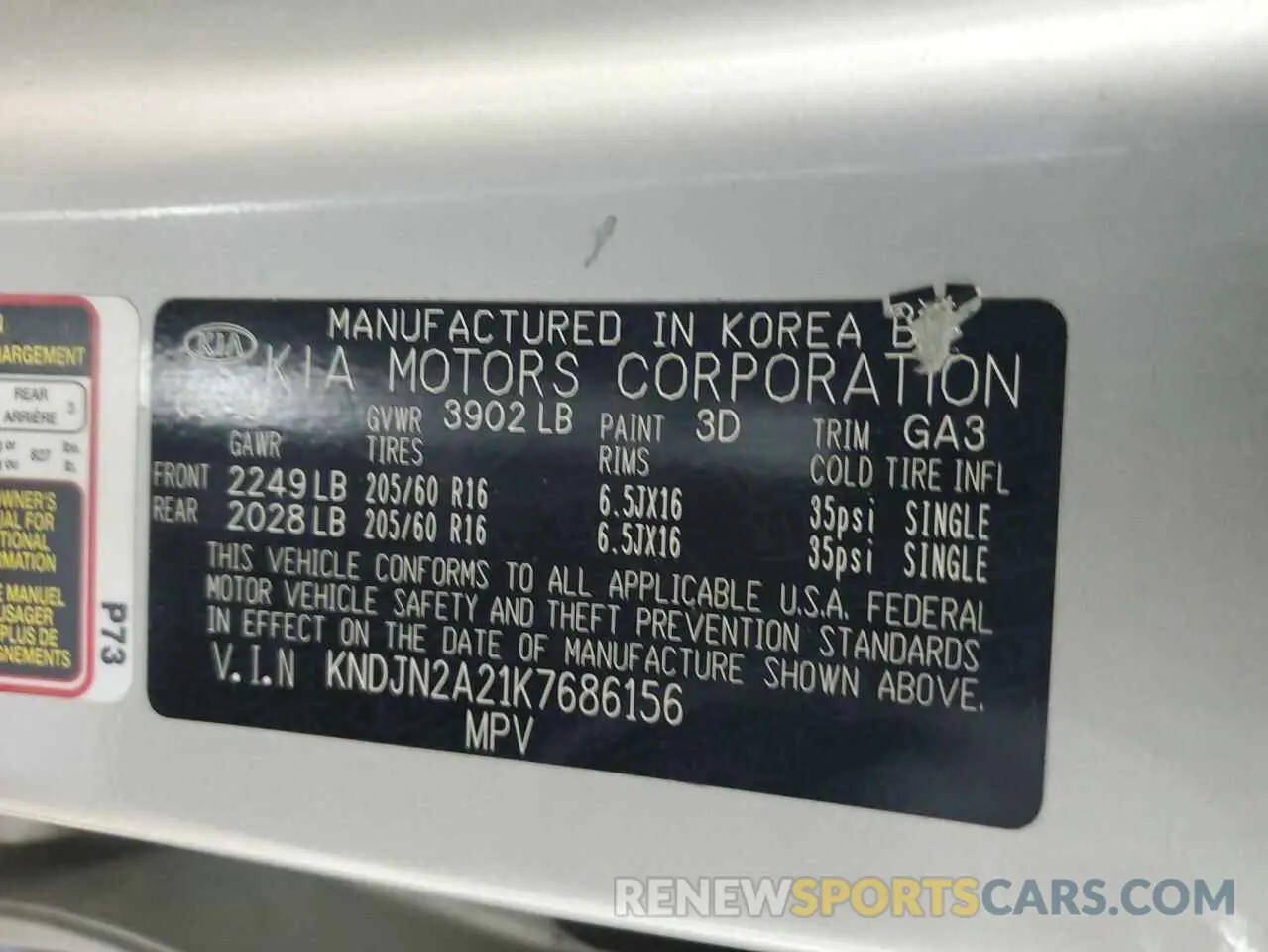 13 Photograph of a damaged car KNDJN2A21K7686156 KIA SOUL 2019