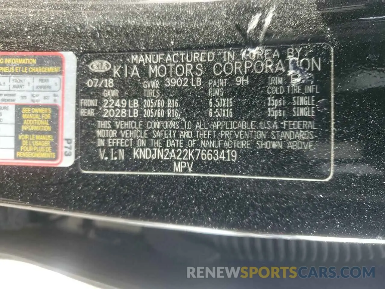 12 Photograph of a damaged car KNDJN2A22K7663419 KIA SOUL 2019