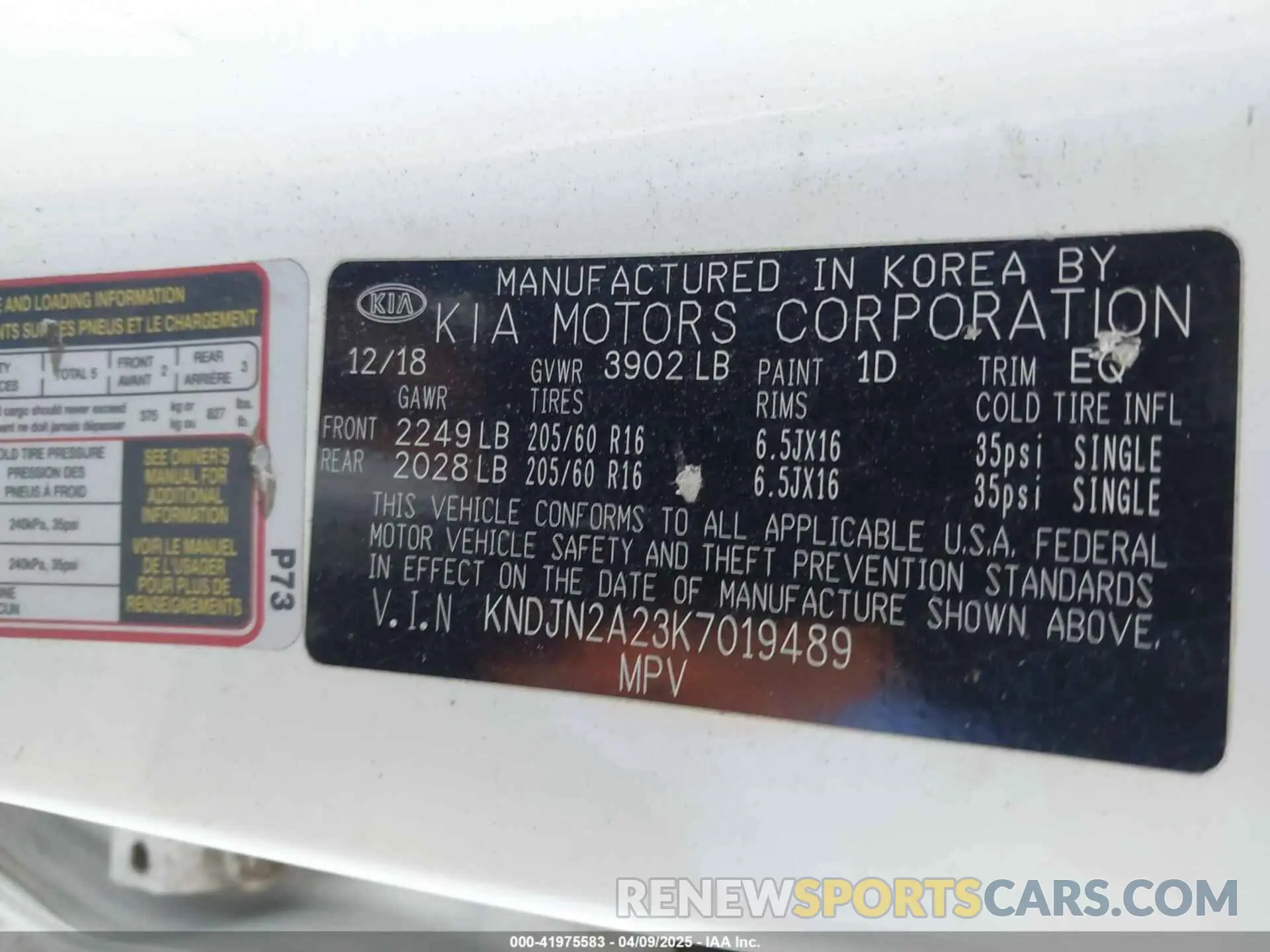 9 Photograph of a damaged car KNDJN2A23K7019489 KIA SOUL 2019