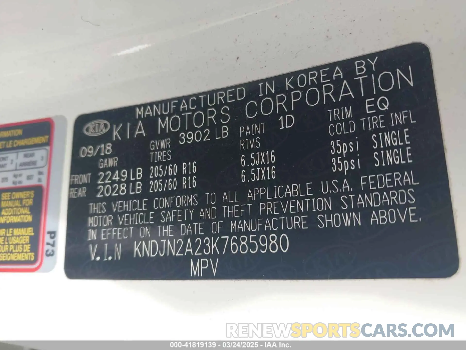 9 Photograph of a damaged car KNDJN2A23K7685980 KIA SOUL 2019