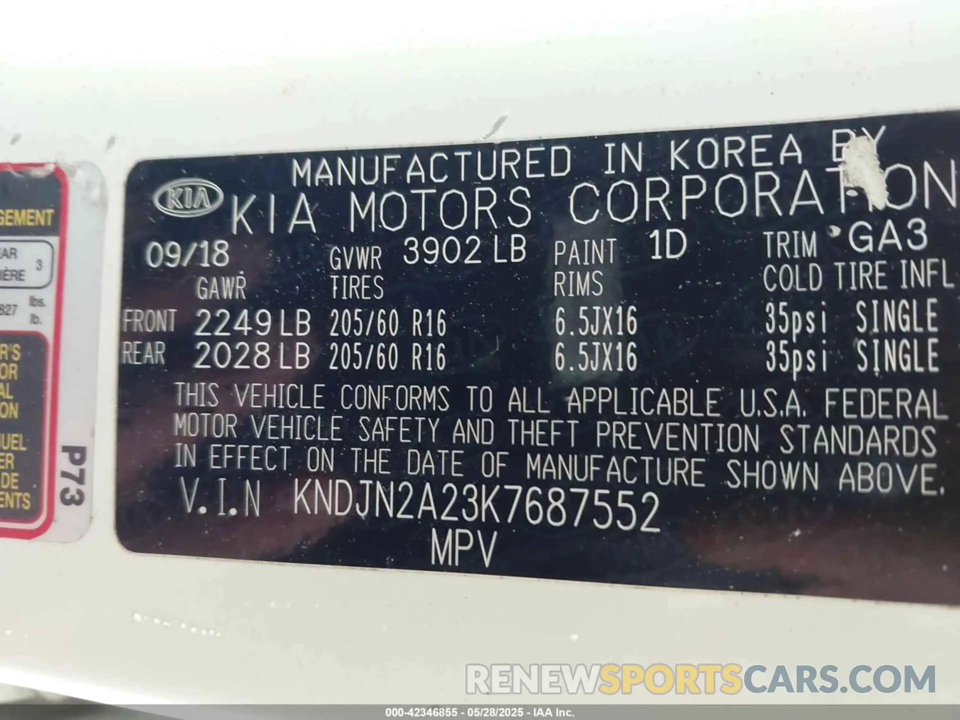 9 Photograph of a damaged car KNDJN2A23K7687552 KIA SOUL 2019