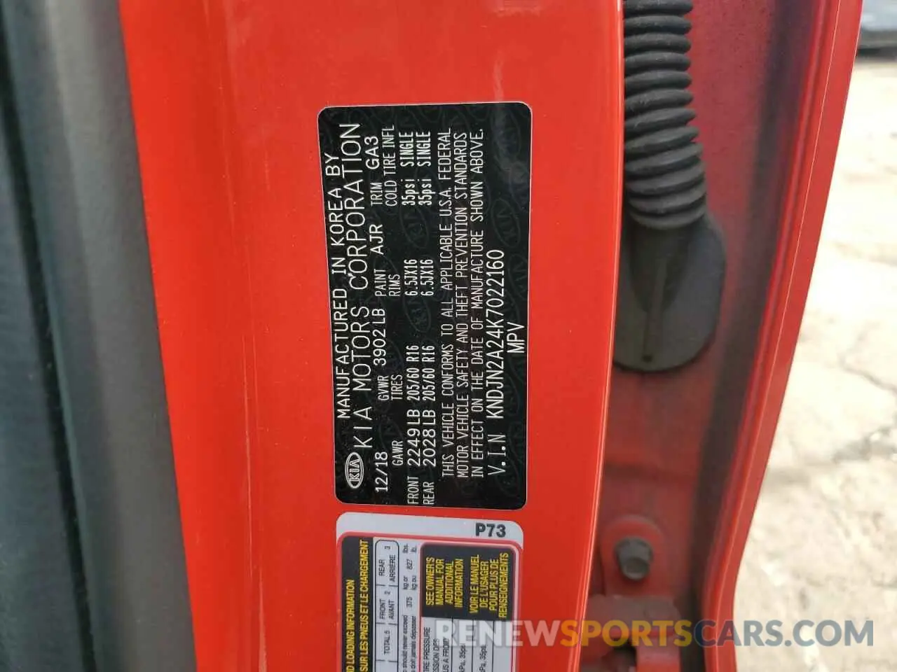 12 Photograph of a damaged car KNDJN2A24K7022160 KIA SOUL 2019