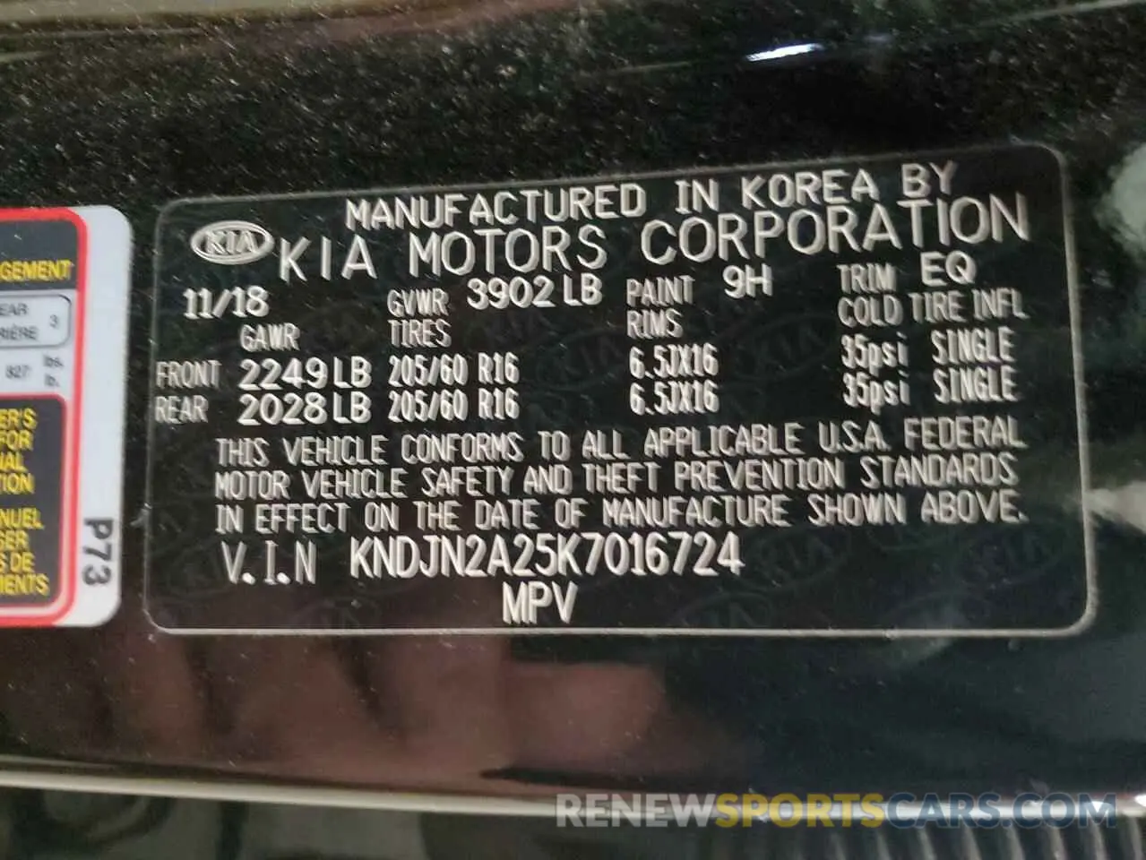 13 Photograph of a damaged car KNDJN2A25K7016724 KIA SOUL 2019