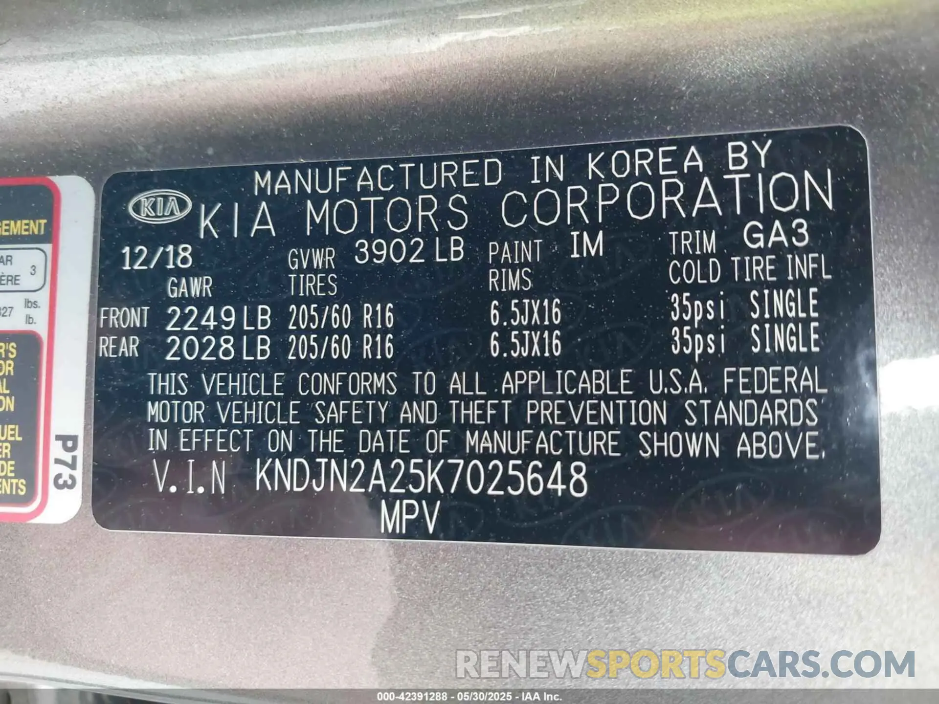 9 Photograph of a damaged car KNDJN2A25K7025648 KIA SOUL 2019