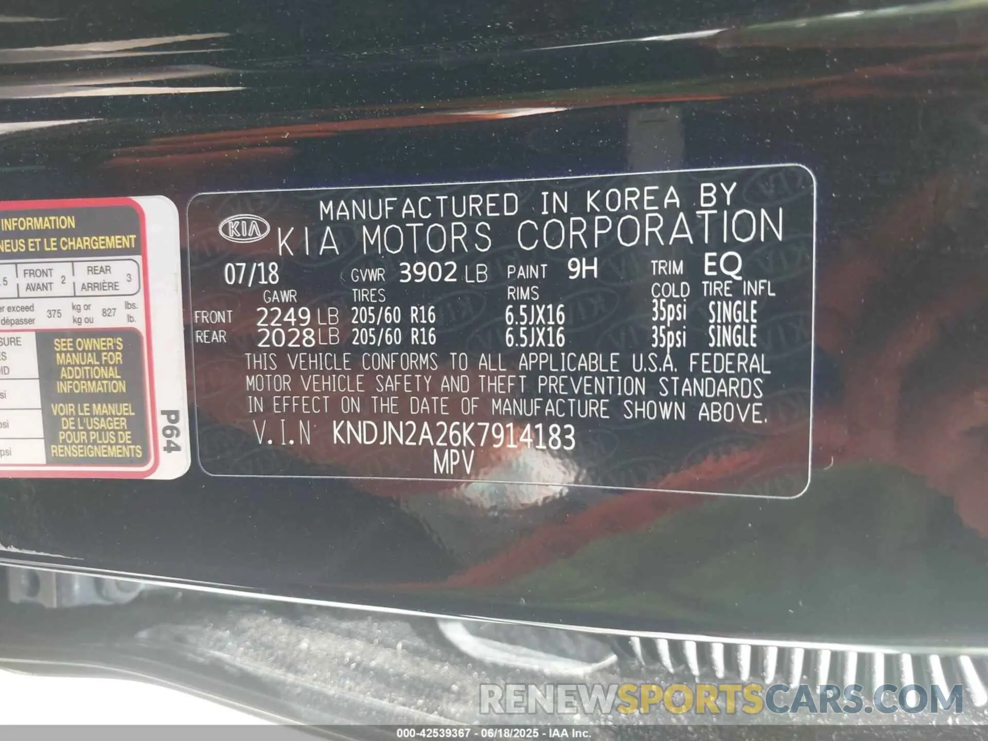 9 Photograph of a damaged car KNDJN2A26K7914183 KIA SOUL 2019