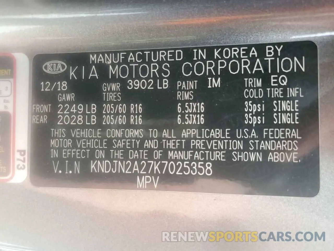 13 Photograph of a damaged car KNDJN2A27K7025358 KIA SOUL 2019