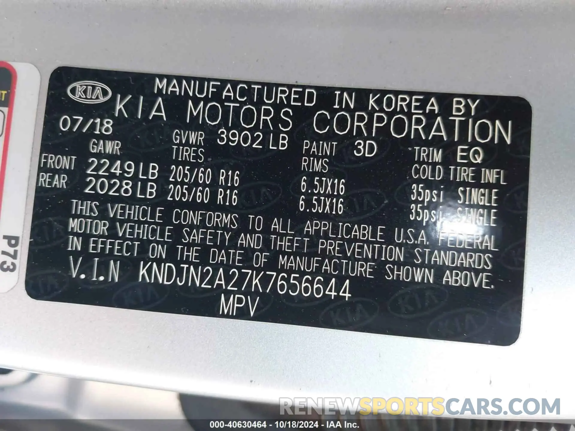 9 Photograph of a damaged car KNDJN2A27K7656644 KIA SOUL 2019