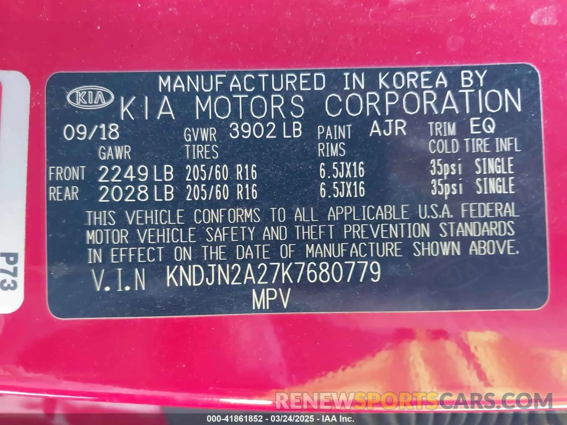 9 Photograph of a damaged car KNDJN2A27K7680779 KIA SOUL 2019