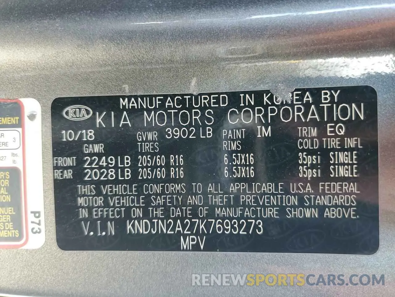14 Photograph of a damaged car KNDJN2A27K7693273 KIA SOUL 2019