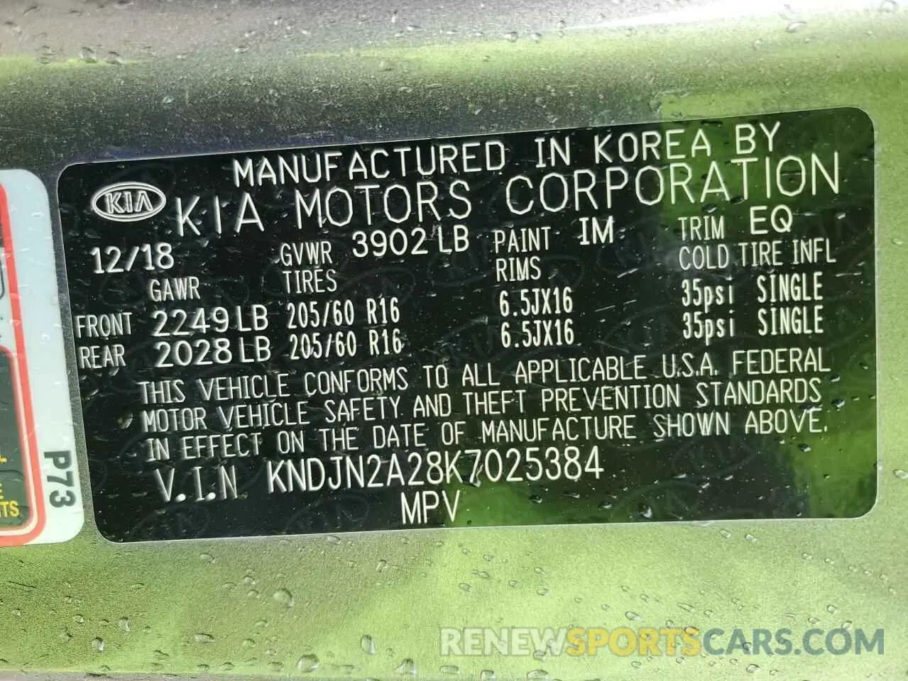 12 Photograph of a damaged car KNDJN2A28K7025384 KIA SOUL 2019