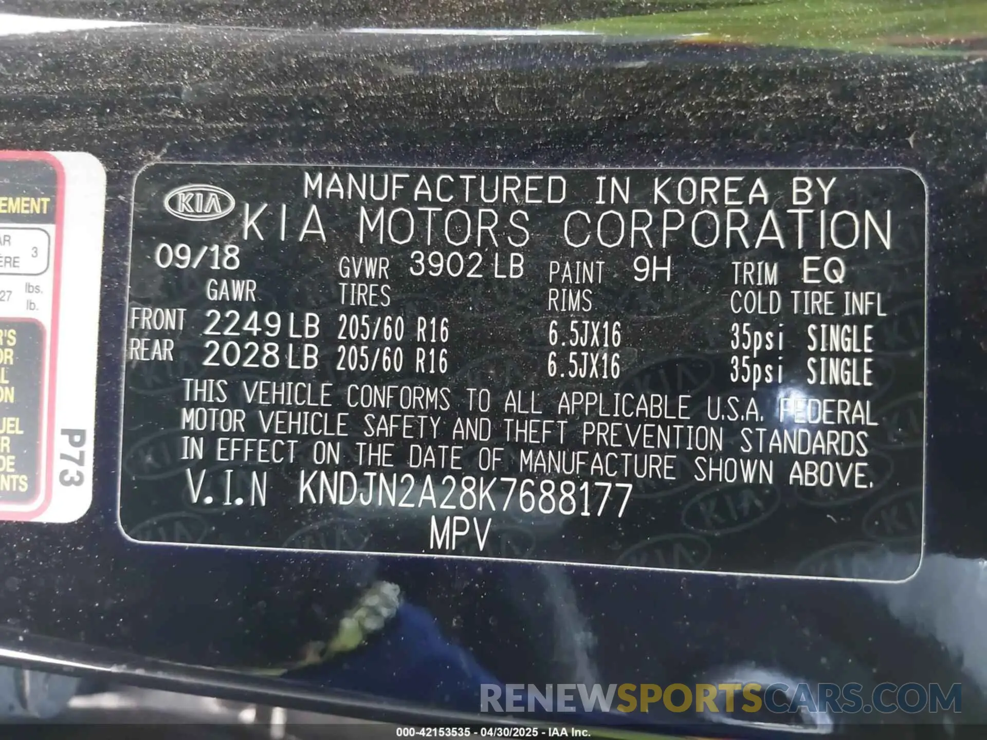 9 Photograph of a damaged car KNDJN2A28K7688177 KIA SOUL 2019