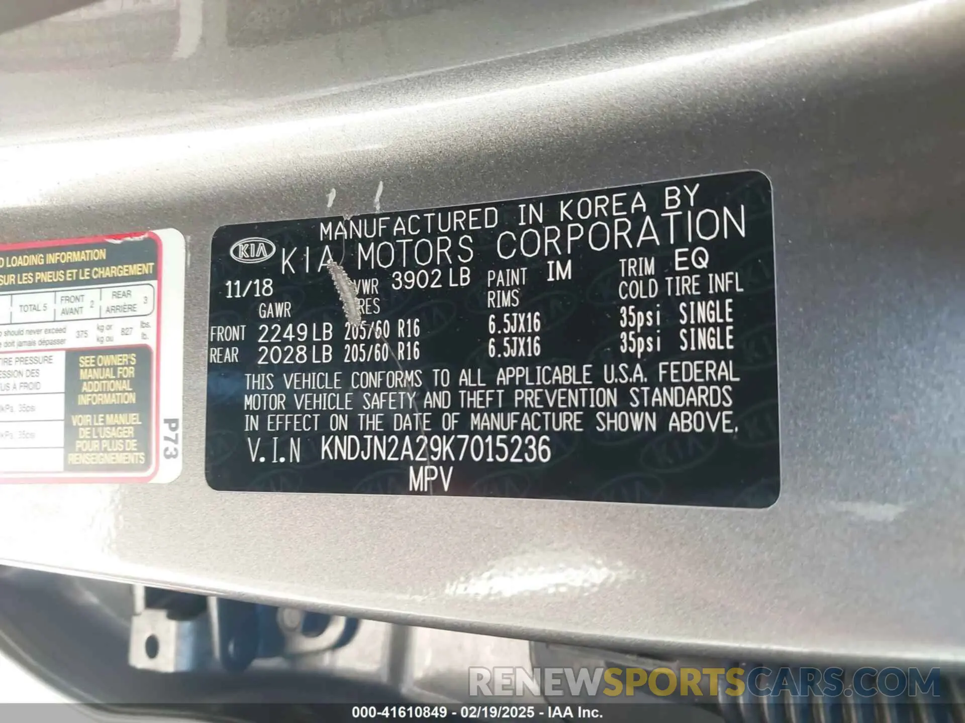 9 Photograph of a damaged car KNDJN2A29K7015236 KIA SOUL 2019
