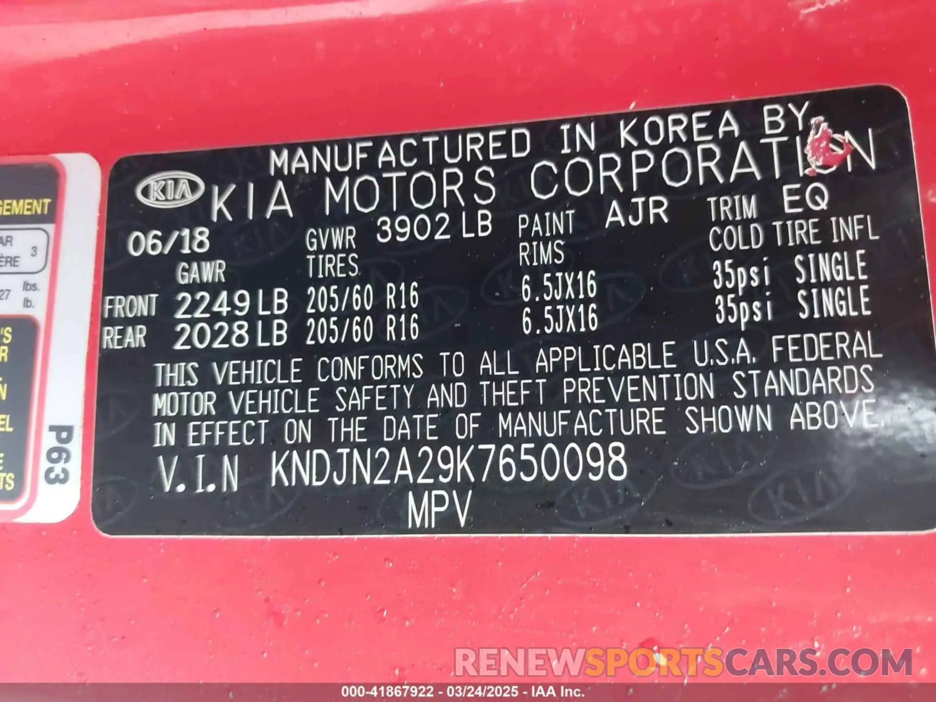 9 Photograph of a damaged car KNDJN2A29K7650098 KIA SOUL 2019