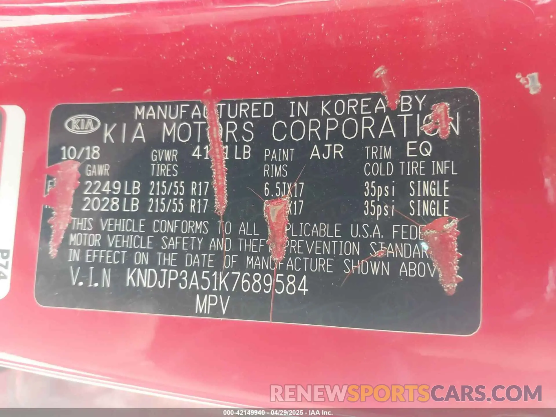 9 Photograph of a damaged car KNDJP3A51K7689584 KIA SOUL 2019
