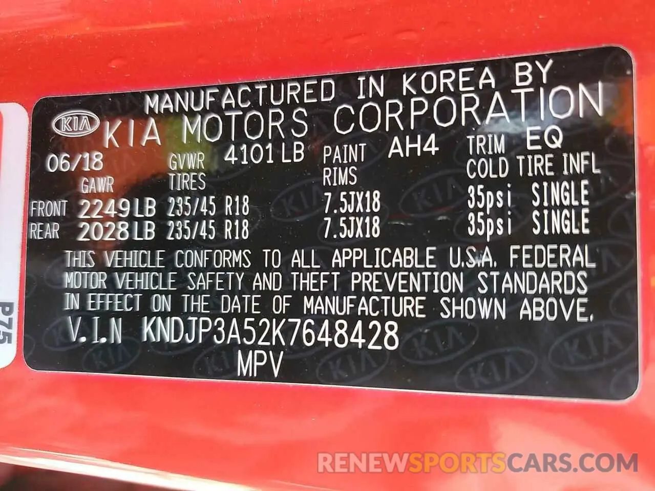 12 Photograph of a damaged car KNDJP3A52K7648428 KIA SOUL 2019