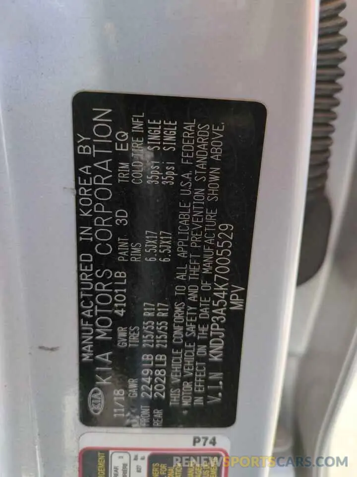 12 Photograph of a damaged car KNDJP3A54K7005529 KIA SOUL 2019