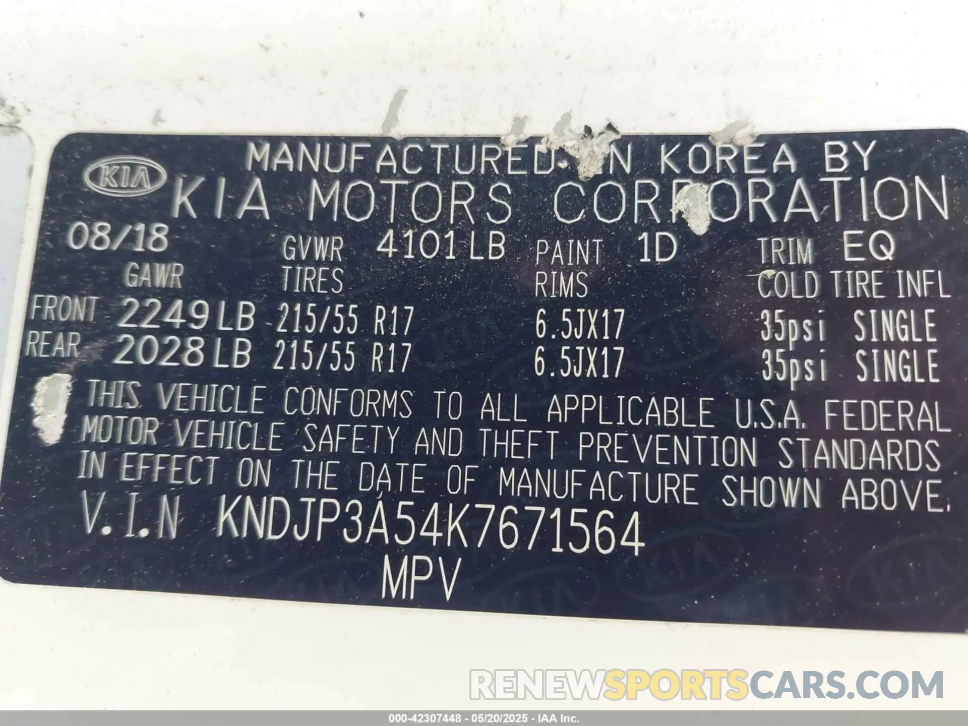 9 Photograph of a damaged car KNDJP3A54K7671564 KIA SOUL 2019