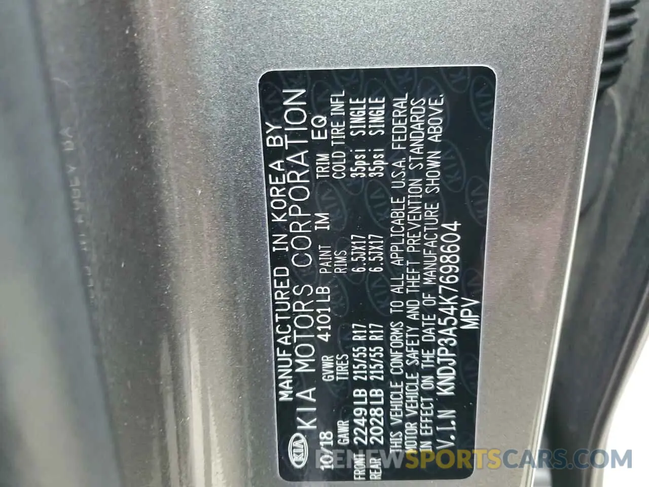 12 Photograph of a damaged car KNDJP3A54K7698604 KIA SOUL 2019