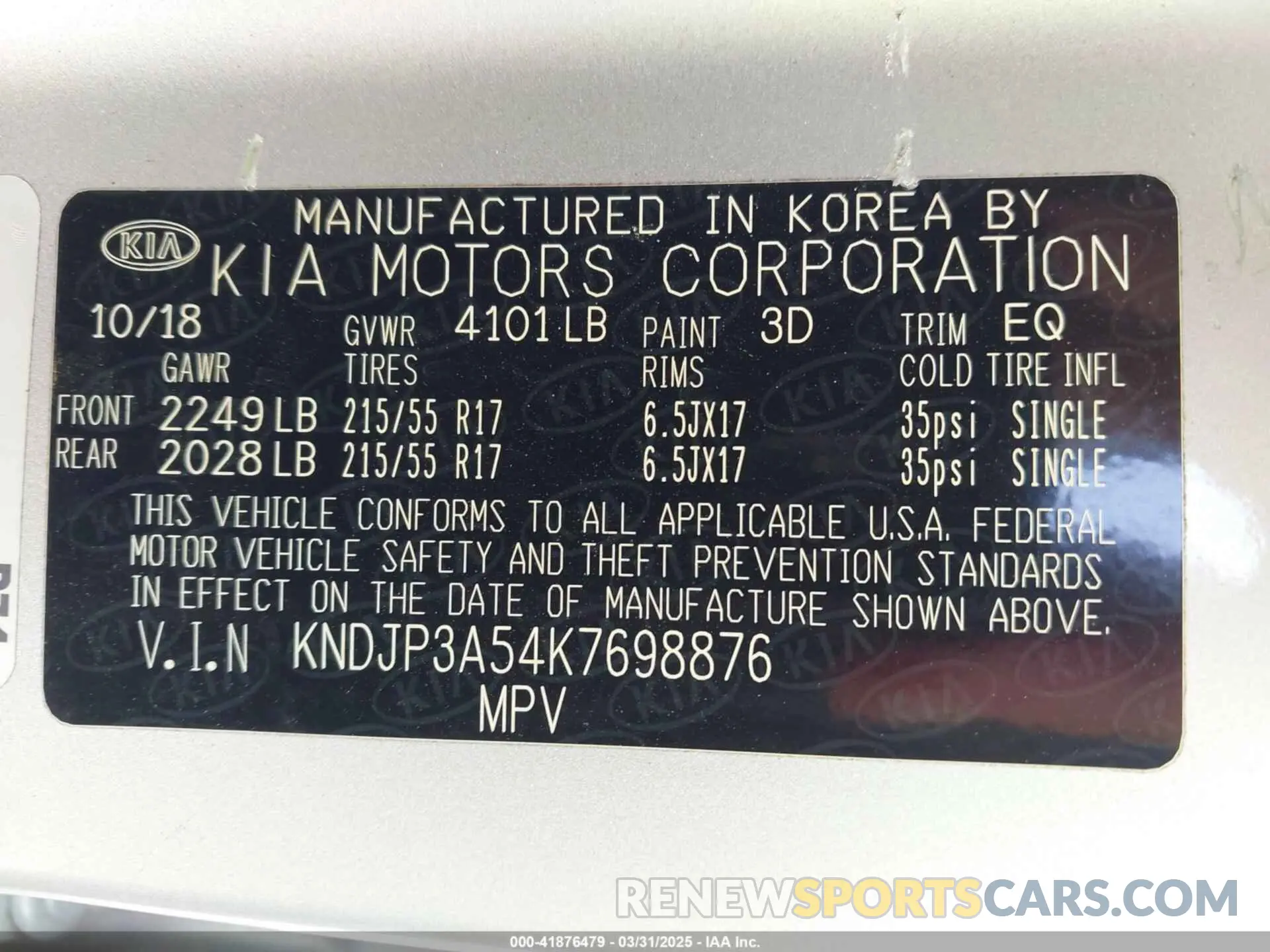 9 Photograph of a damaged car KNDJP3A54K7698876 KIA SOUL 2019