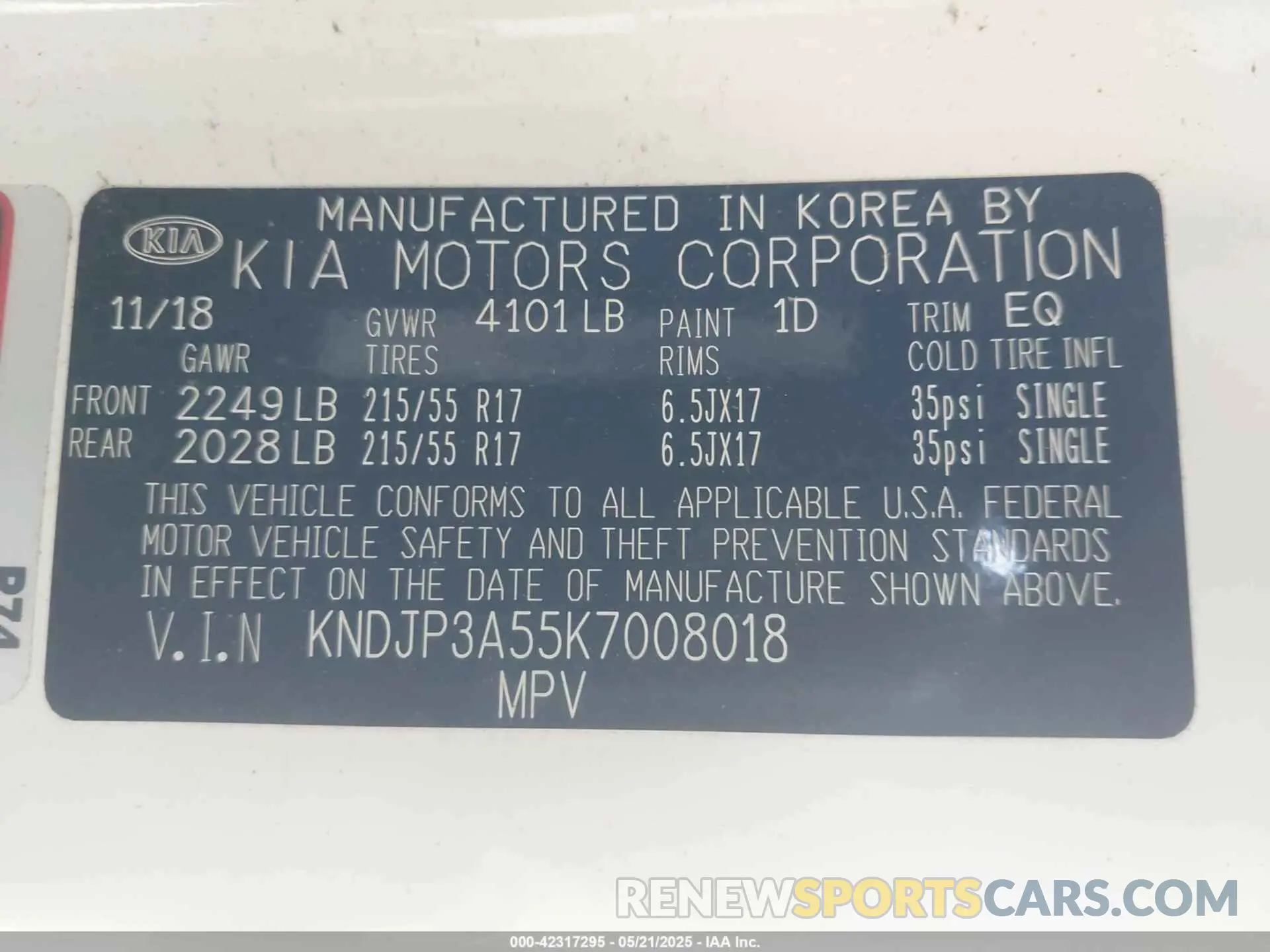 9 Photograph of a damaged car KNDJP3A55K7008018 KIA SOUL 2019
