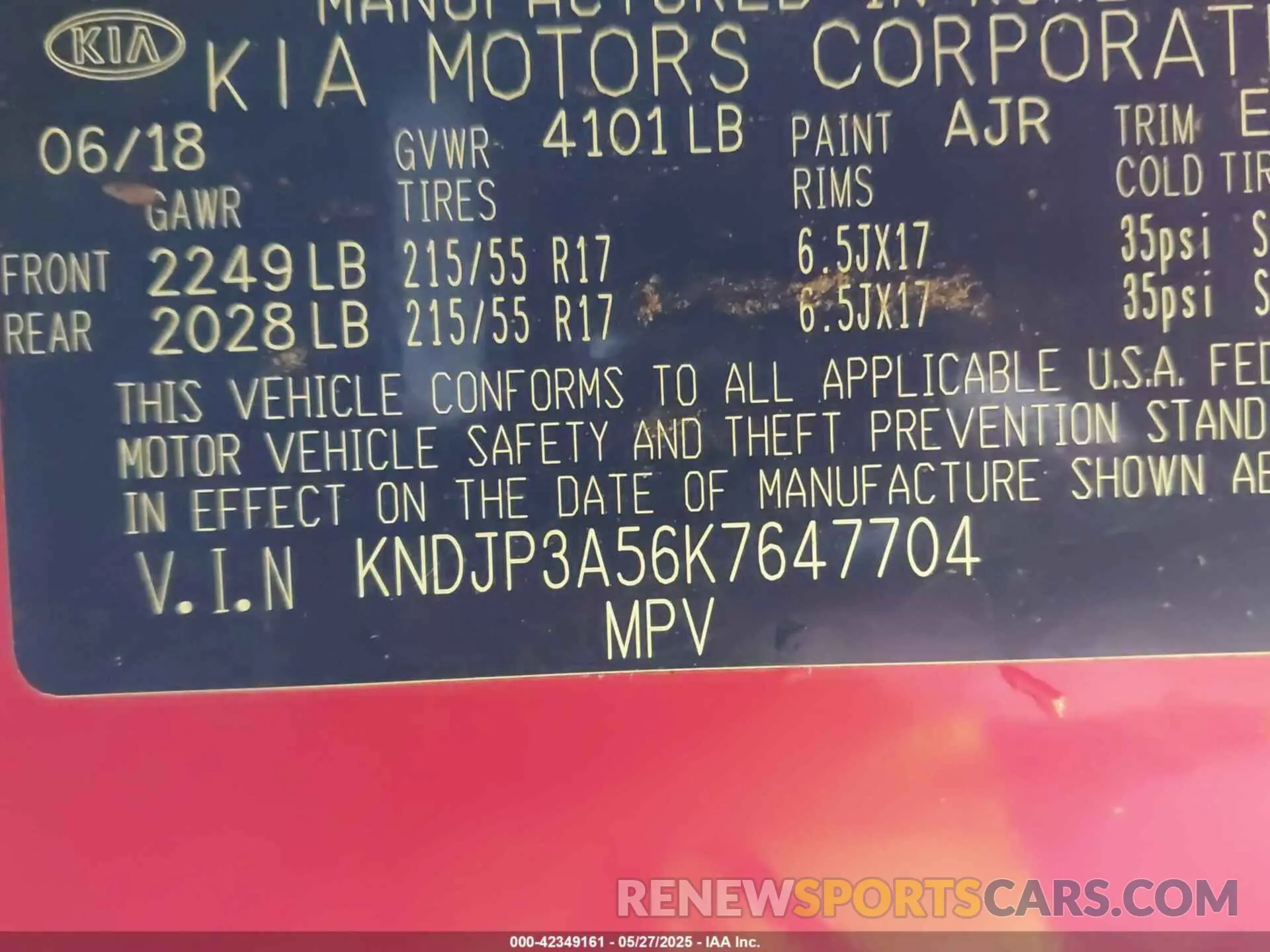 9 Photograph of a damaged car KNDJP3A56K7647704 KIA SOUL 2019