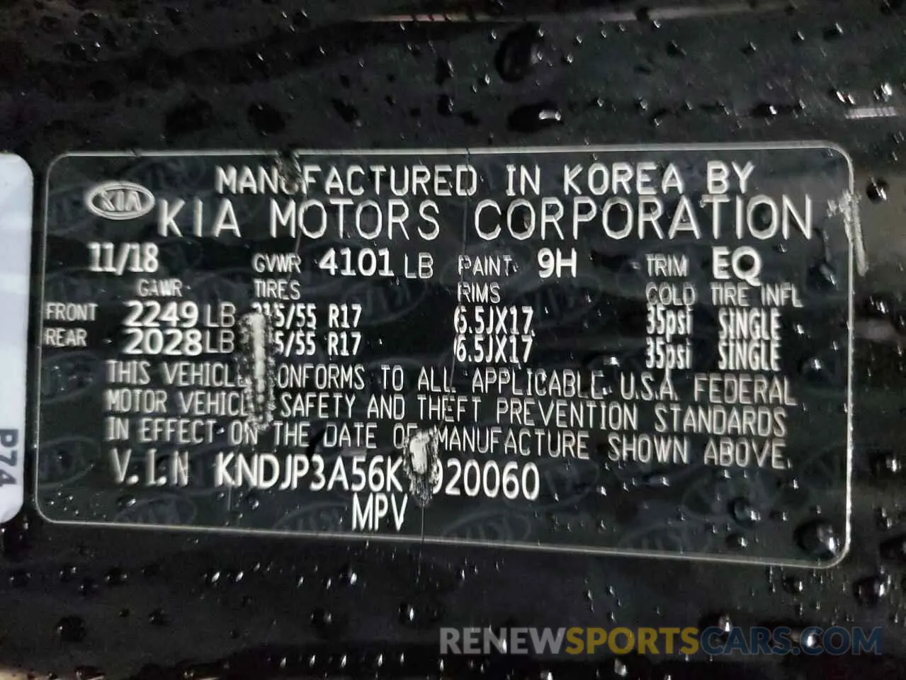14 Photograph of a damaged car KNDJP3A56K7920060 KIA SOUL 2019