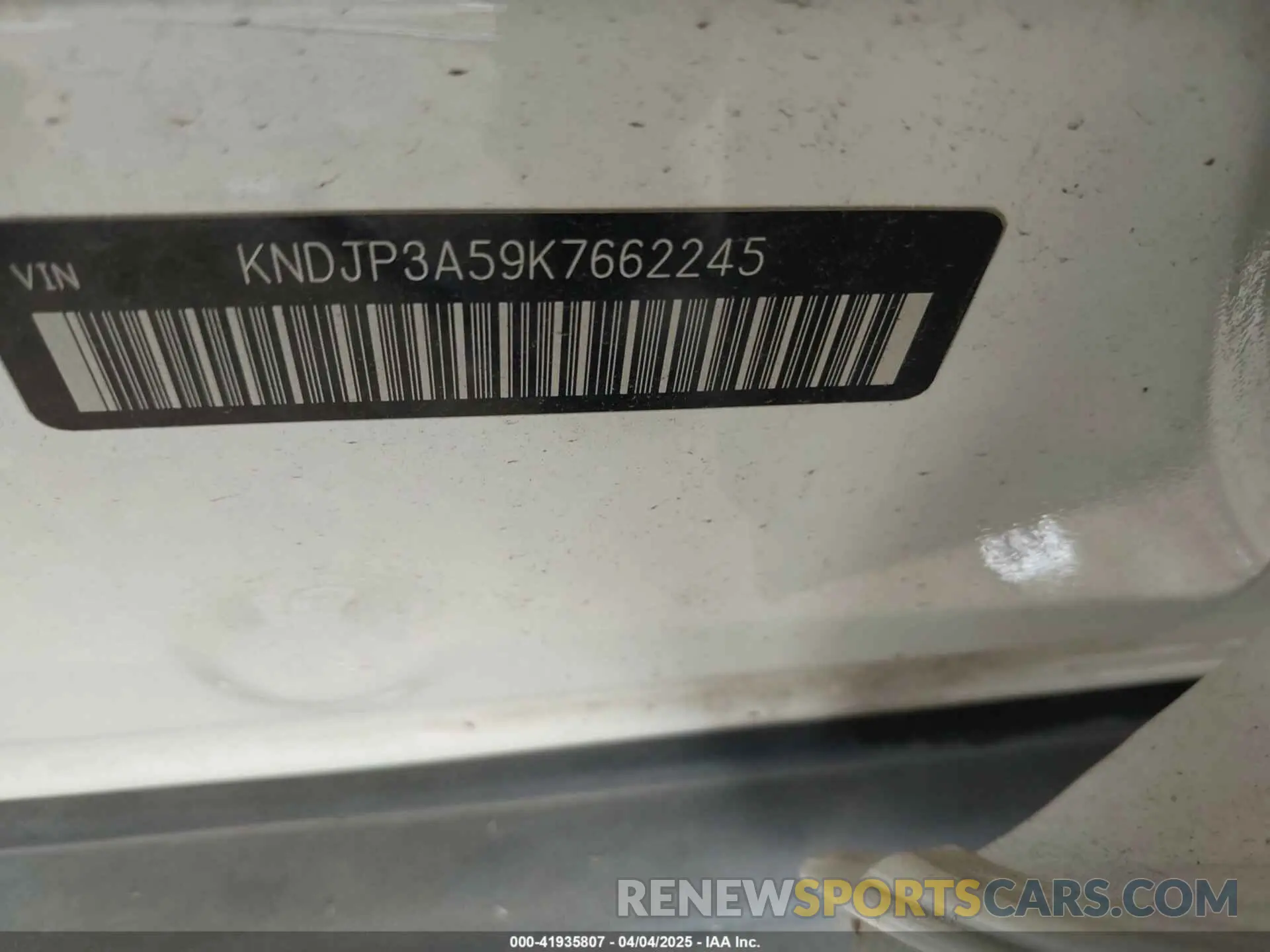 9 Photograph of a damaged car KNDJP3A59K7662245 KIA SOUL 2019