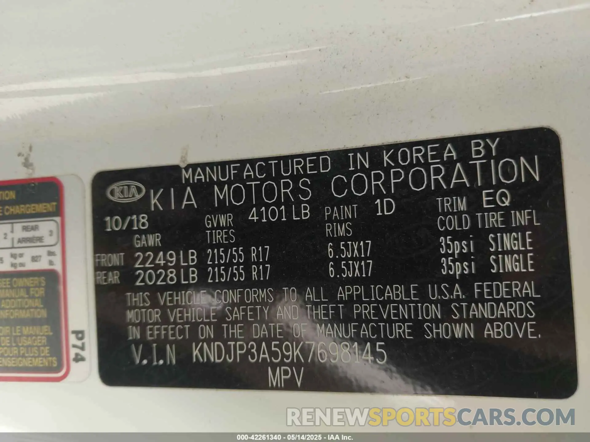 9 Photograph of a damaged car KNDJP3A59K7698145 KIA SOUL 2019