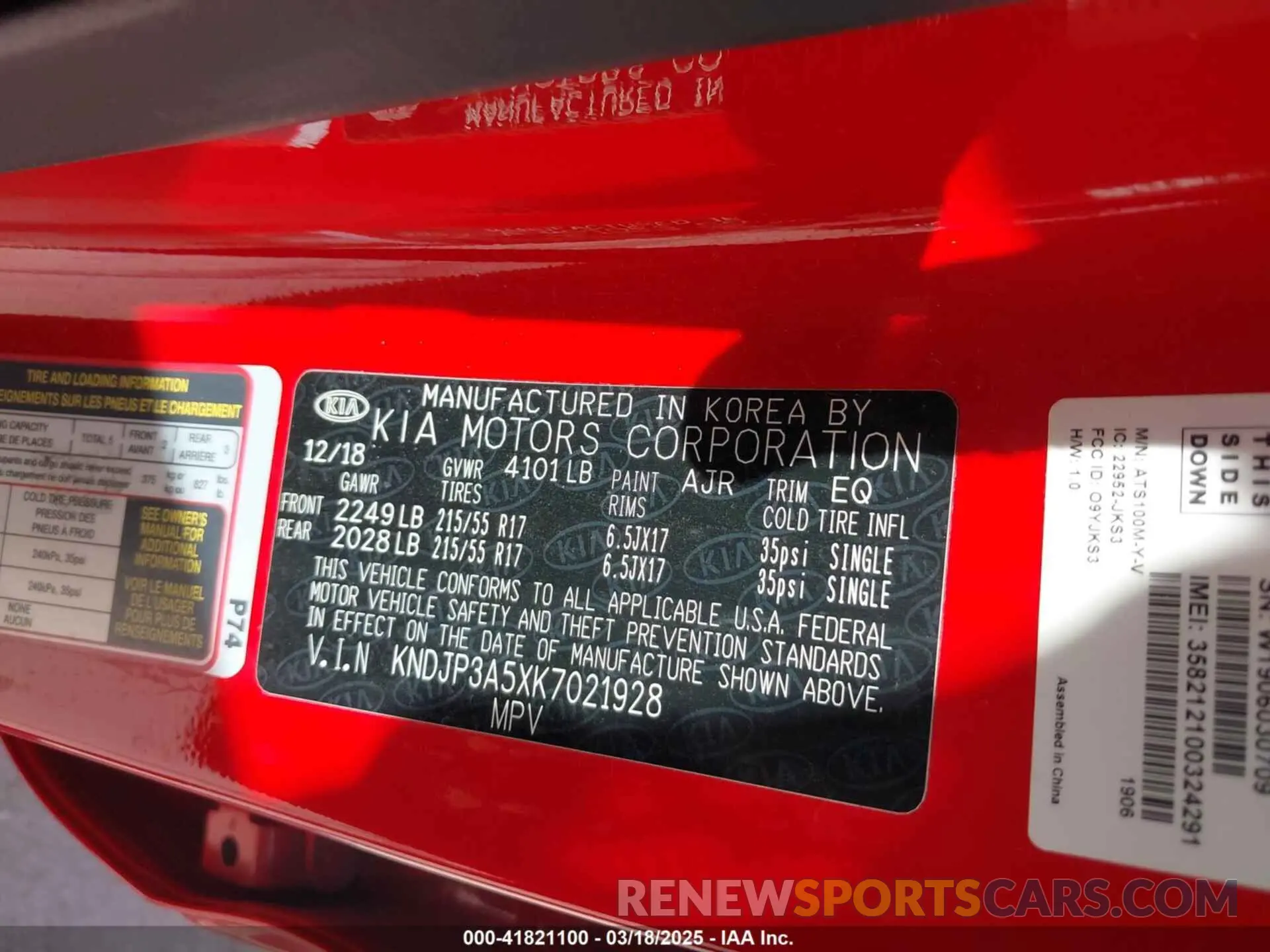 9 Photograph of a damaged car KNDJP3A5XK7021928 KIA SOUL 2019