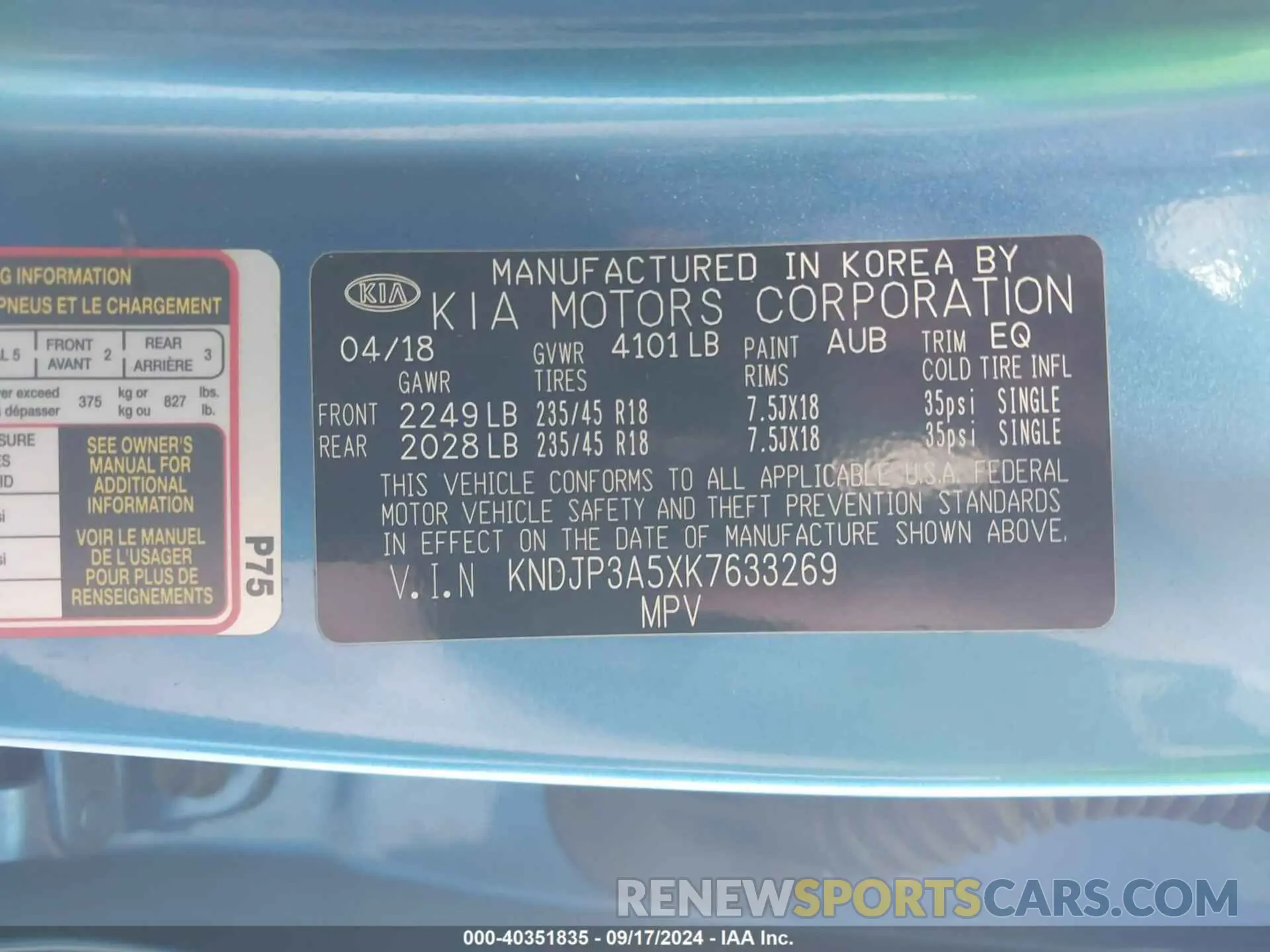 9 Photograph of a damaged car KNDJP3A5XK7633269 KIA SOUL 2019