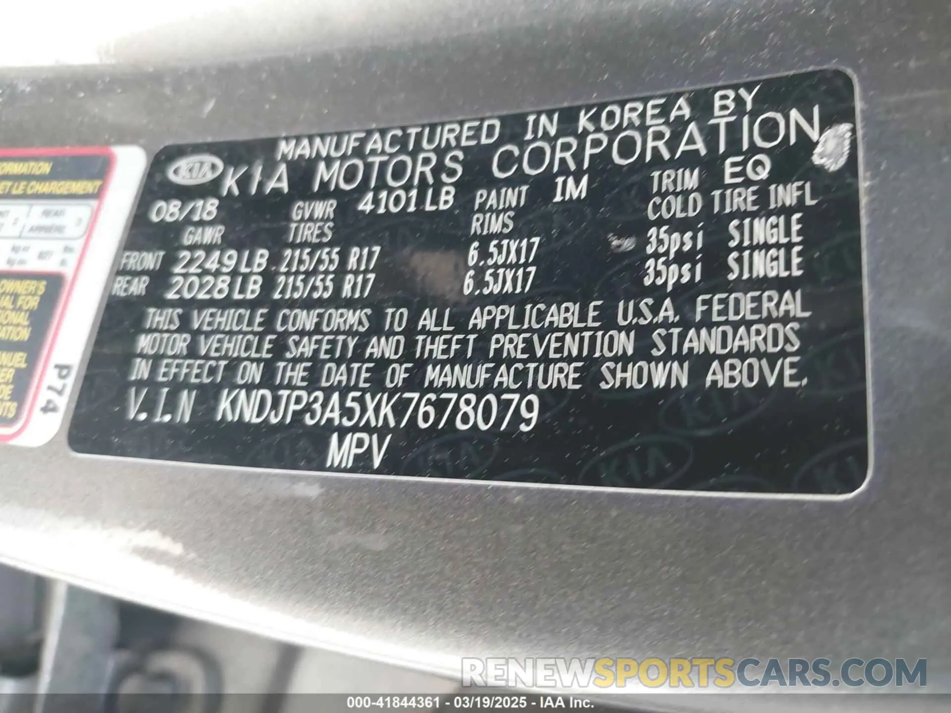 9 Photograph of a damaged car KNDJP3A5XK7678079 KIA SOUL 2019