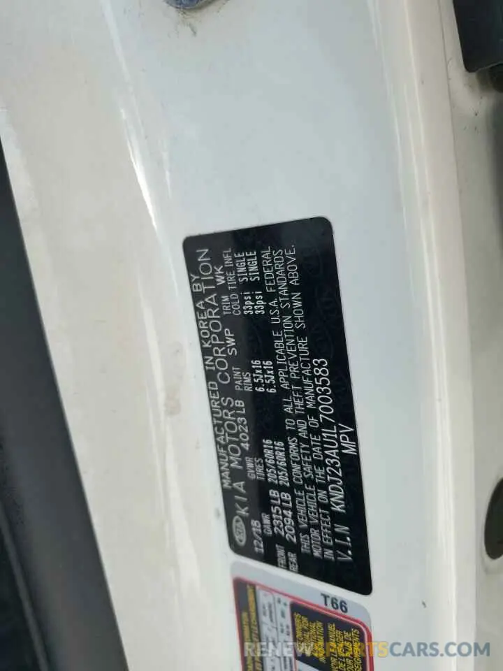 12 Photograph of a damaged car KNDJ23AU1L7003583 KIA SOUL 2020