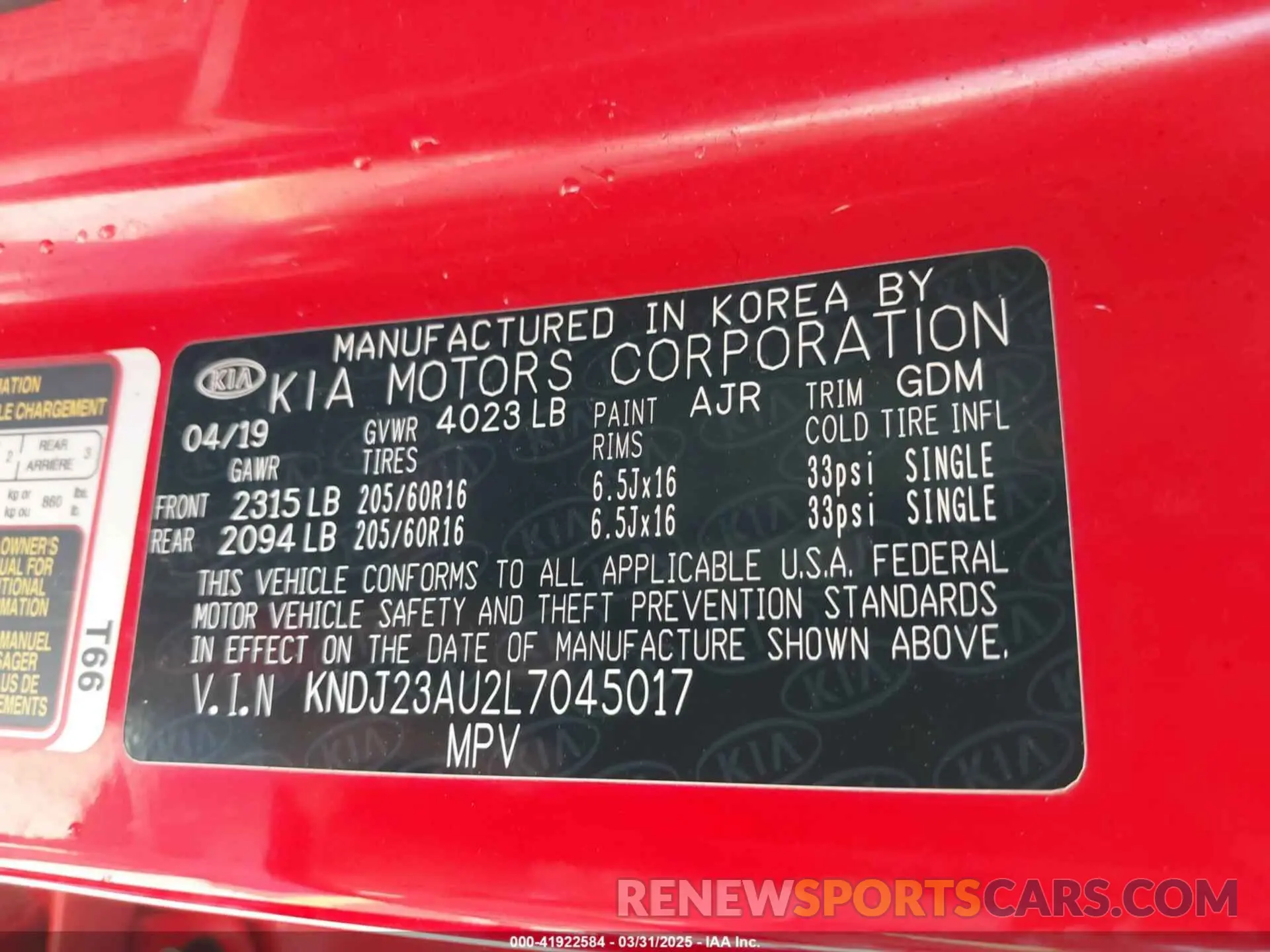 9 Photograph of a damaged car KNDJ23AU2L7045017 KIA SOUL 2020