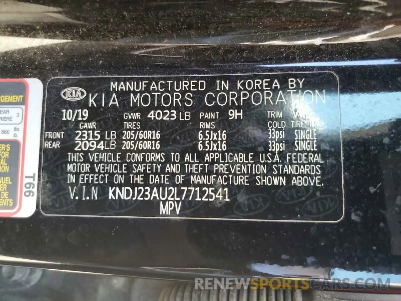 13 Photograph of a damaged car KNDJ23AU2L7712541 KIA SOUL 2020