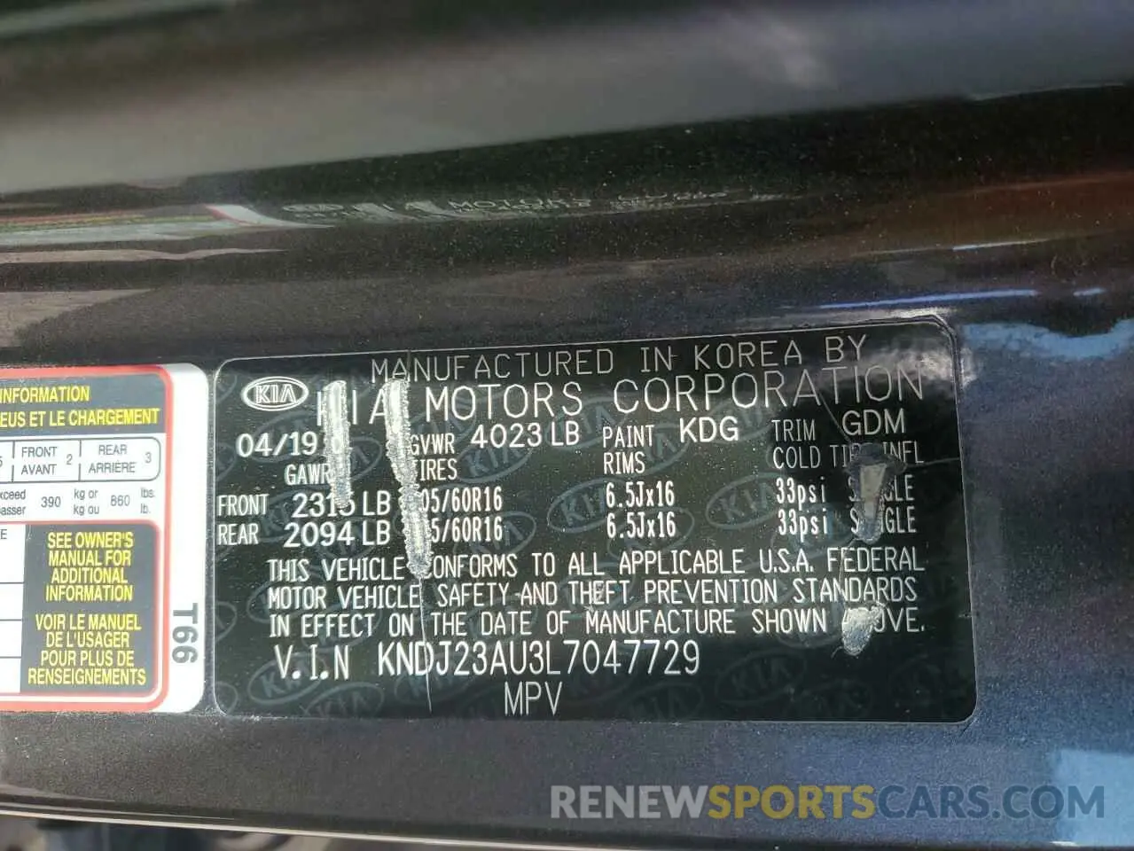 13 Photograph of a damaged car KNDJ23AU3L7047729 KIA SOUL 2020