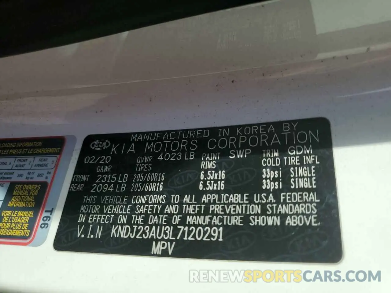 13 Photograph of a damaged car KNDJ23AU3L7120291 KIA SOUL 2020