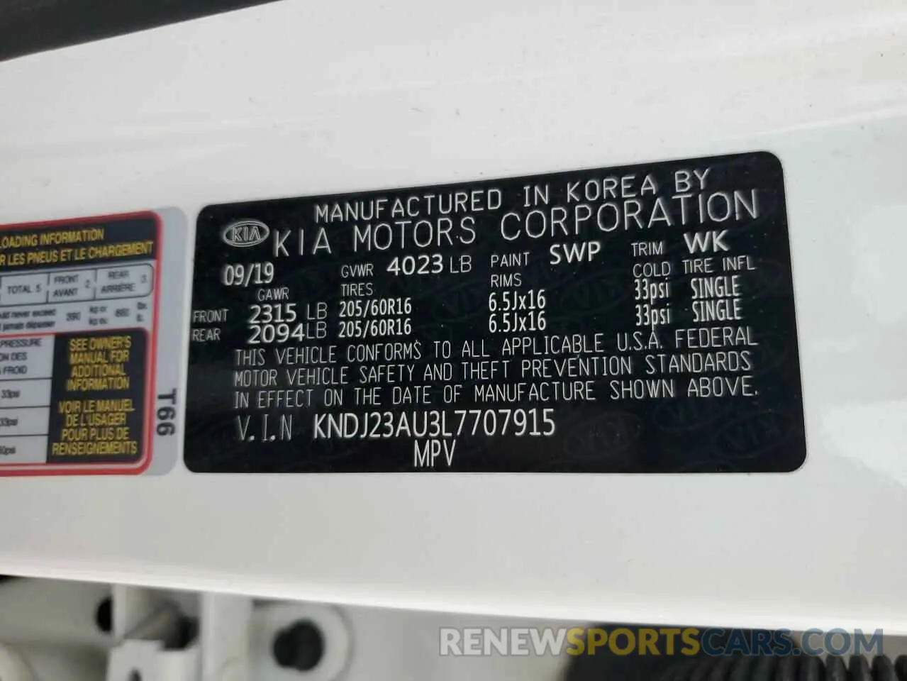 15 Photograph of a damaged car KNDJ23AU3L7707915 KIA SOUL 2020