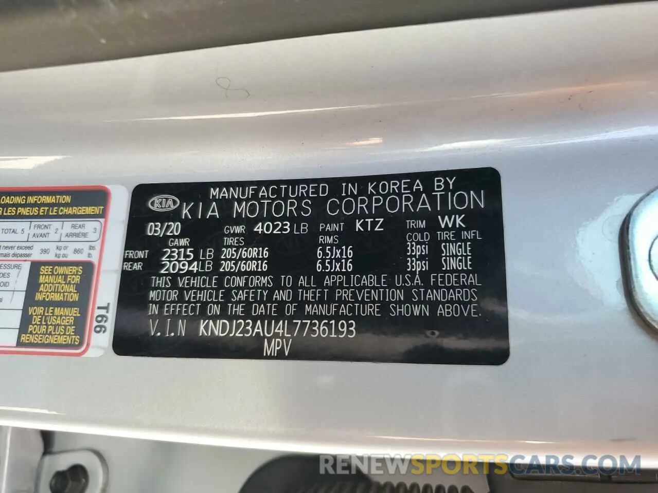 13 Photograph of a damaged car KNDJ23AU4L7736193 KIA SOUL 2020