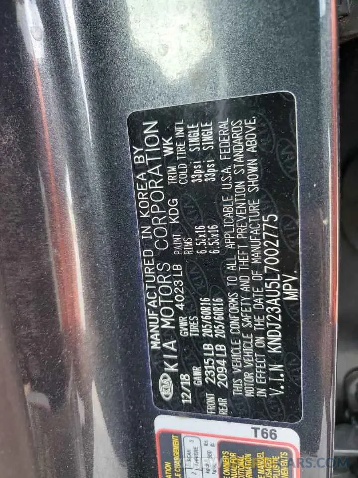 13 Photograph of a damaged car KNDJ23AU5L7002775 KIA SOUL 2020